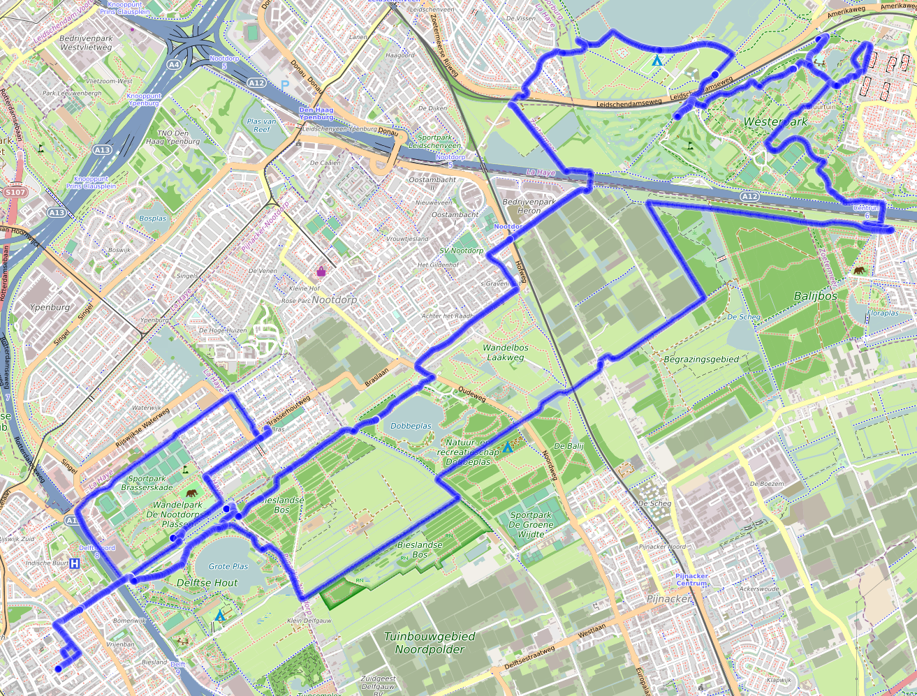 map of a ride to Zoetermeer