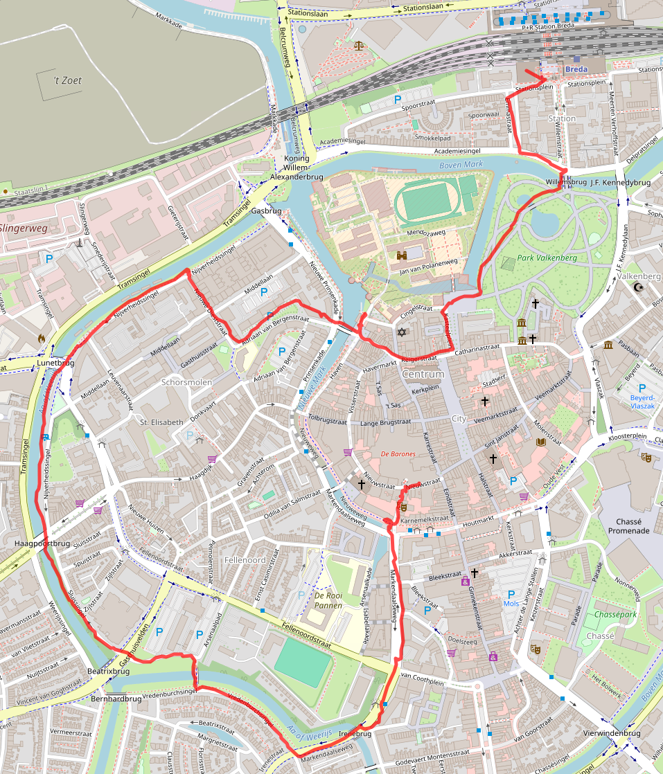map of a ride around Breda