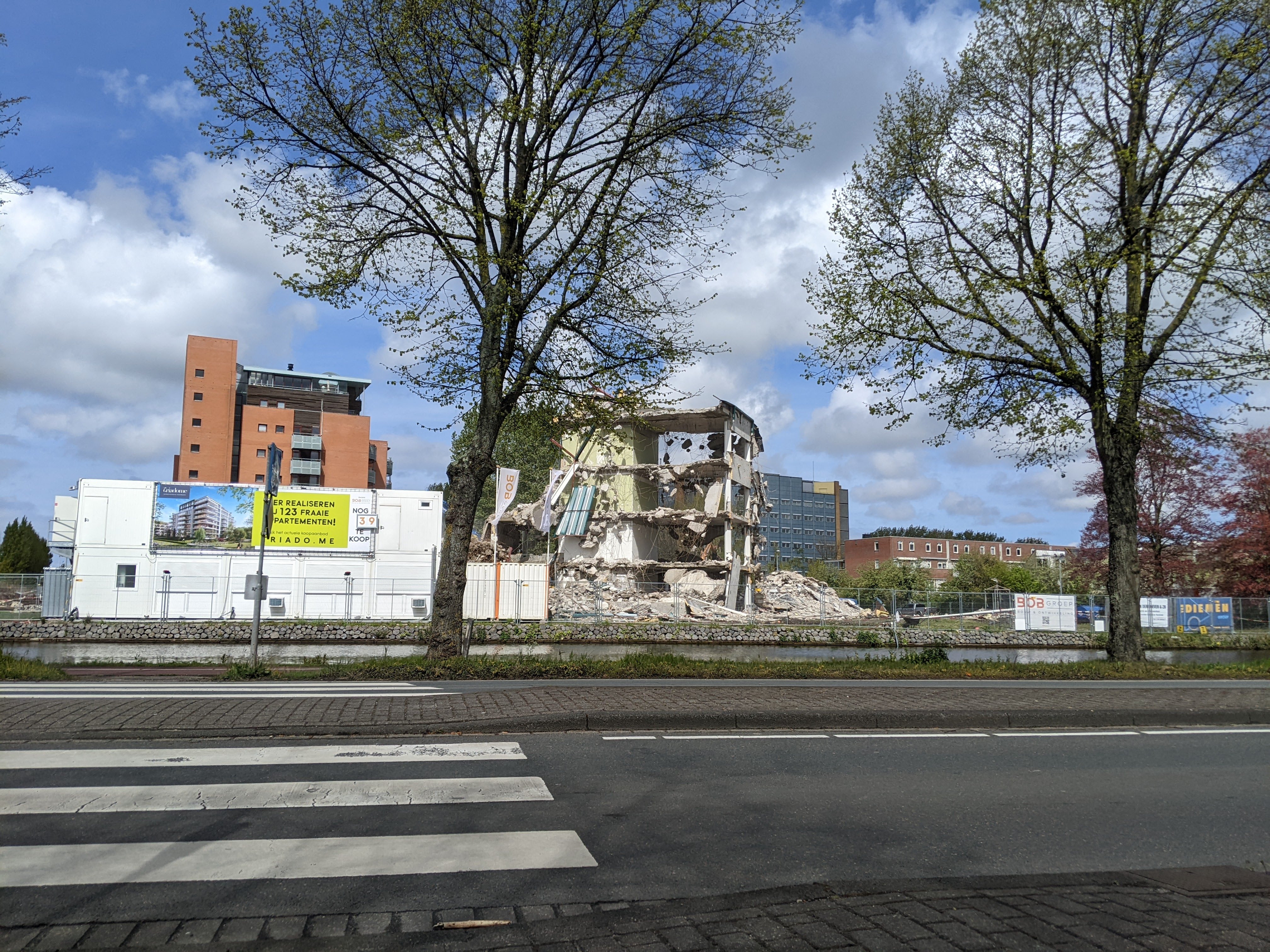 half-demolished building