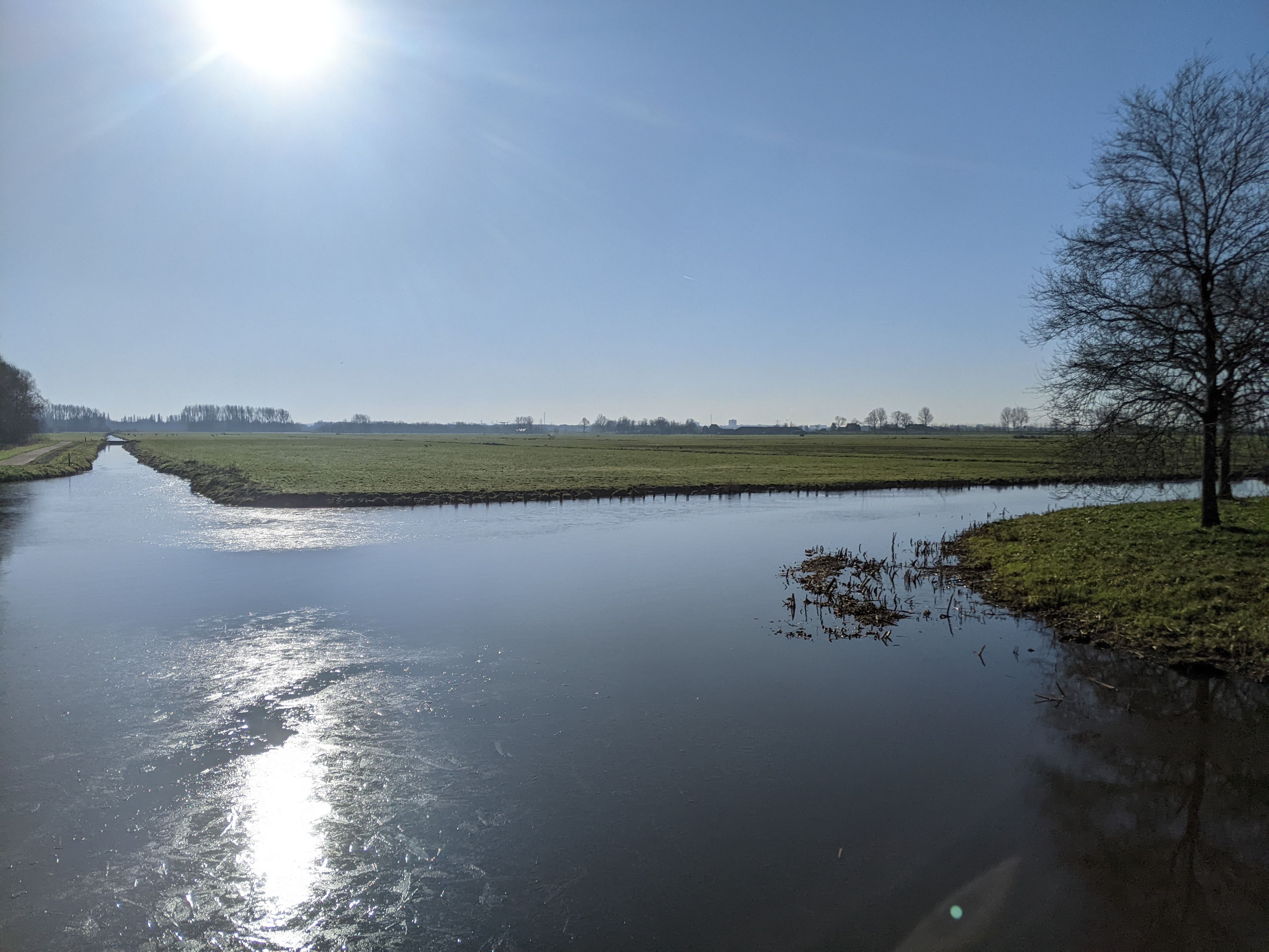 polder with icy water
