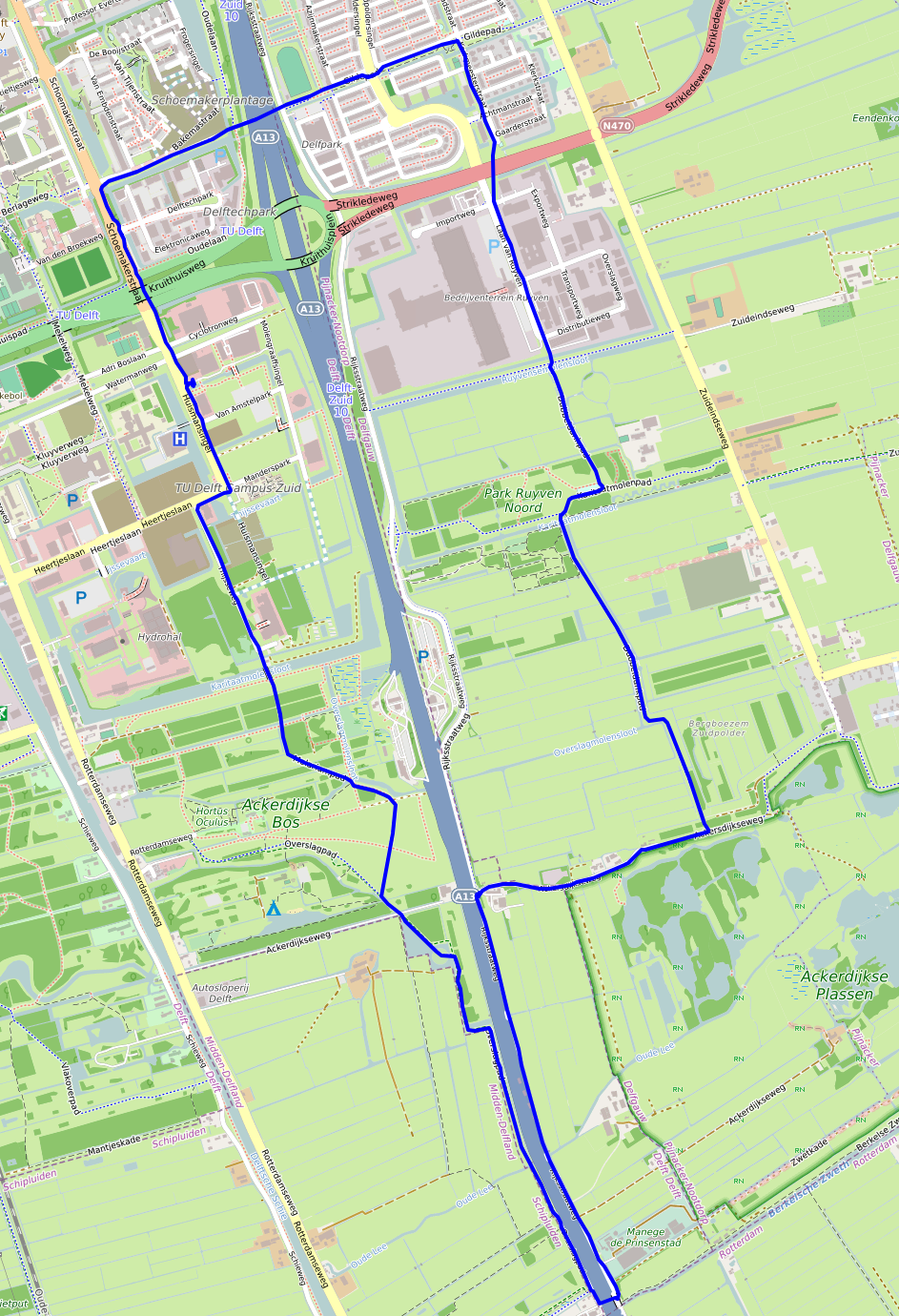 map of slightly modified route