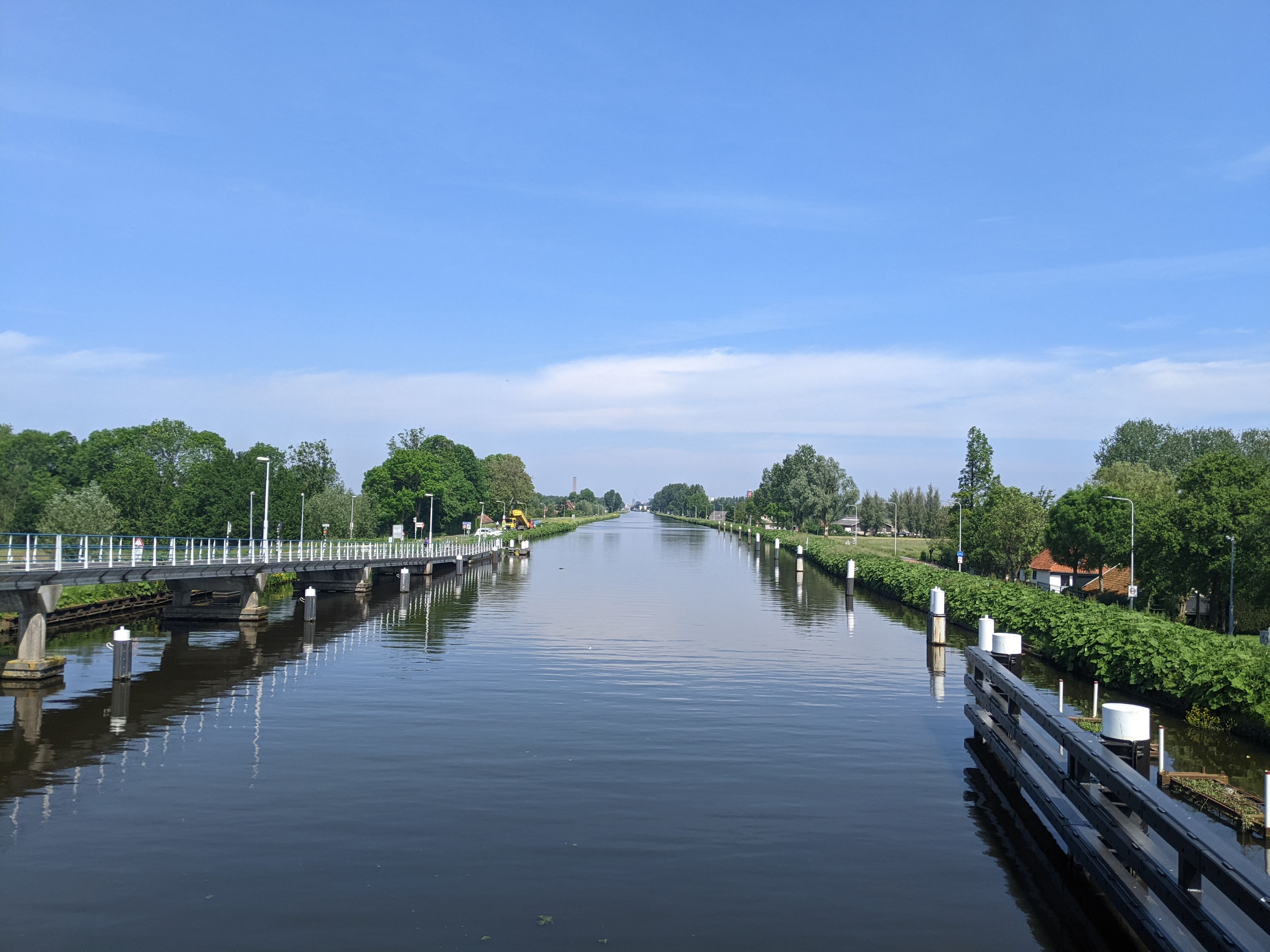 Delft in the distance, with the Schie in the foreground
