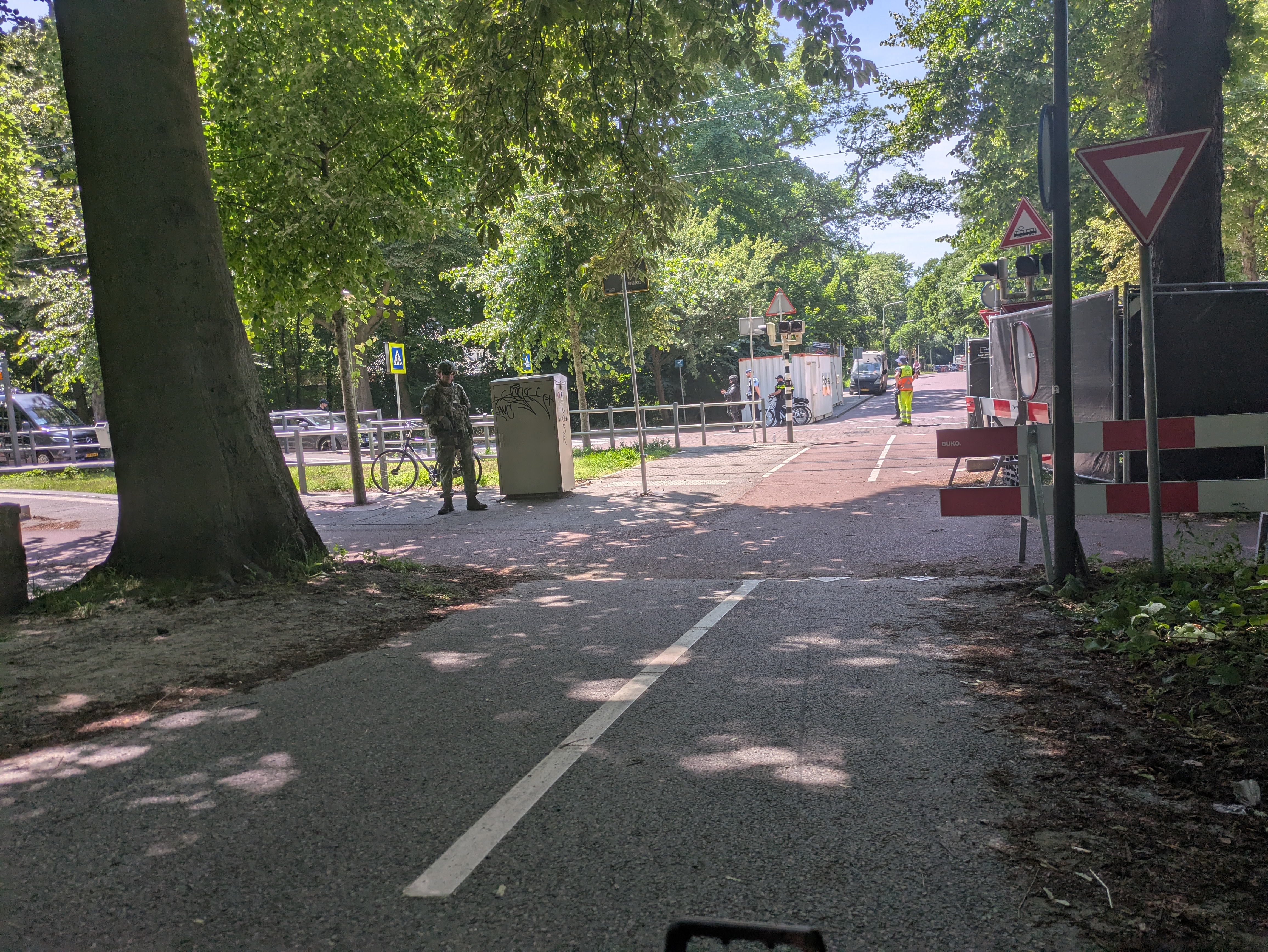 soldier at a road crossing