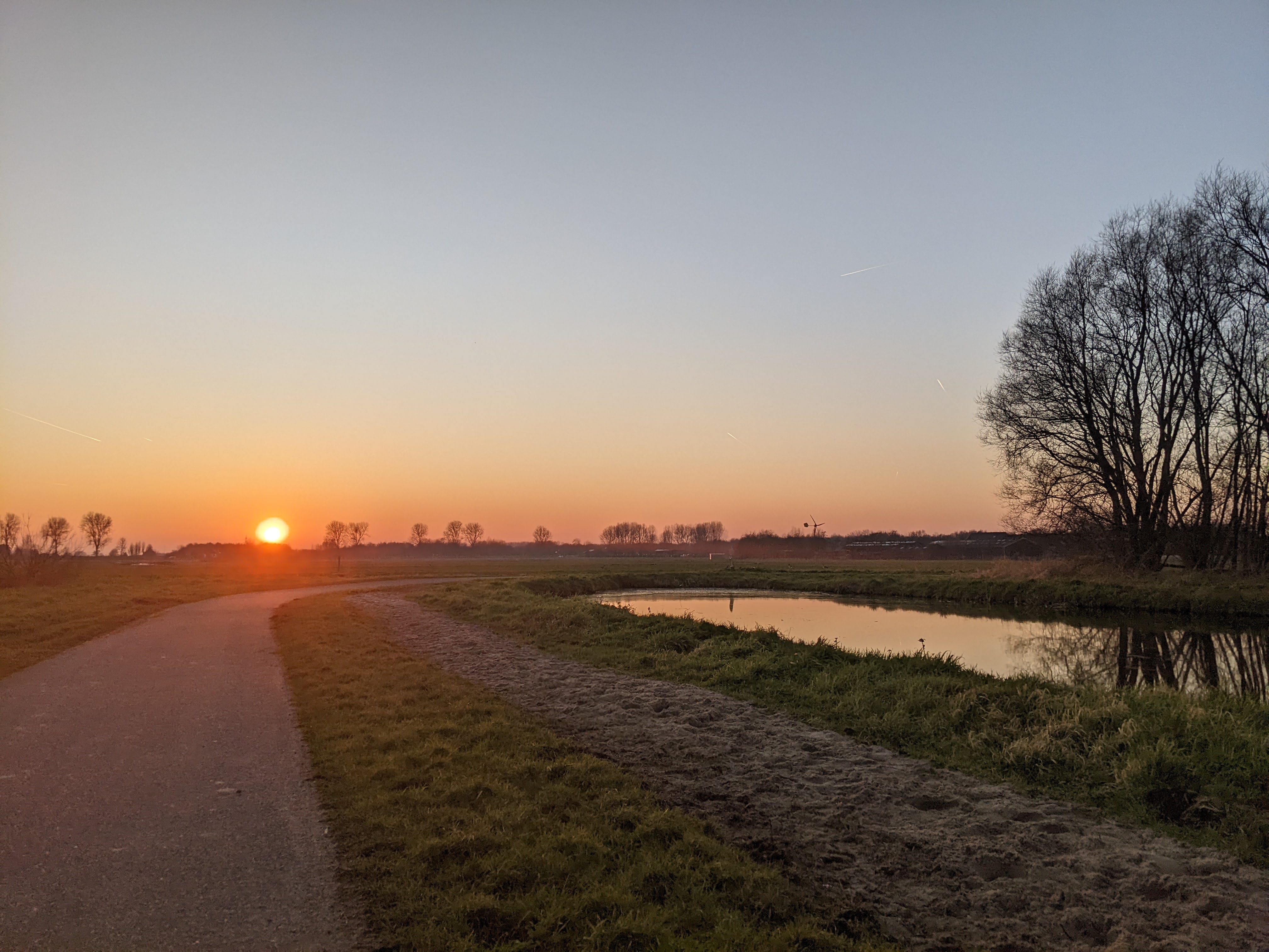 sunset over a polder